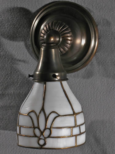 Pair of Leaded Glass Sconces with Tulip Design